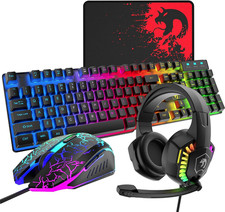Wired Gaming Keyboard Mouse Headset Combo RGB LED PC PS4 Xbox Set, Fast Ship