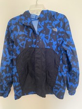 The North Face Boys Rain Jacket Youth XL 18-20 DryVent Blue Camo Hooded EUC
