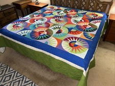 109  X 109  King Size Quilt Bed Spread New York Beauty Multi Color / Green