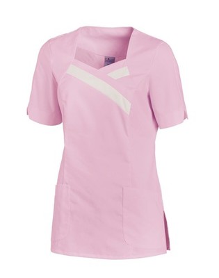 Damen Kittel rosa weiß 2656 Kasack Schwesternkittel Praxis Pflege Schlupfkasack