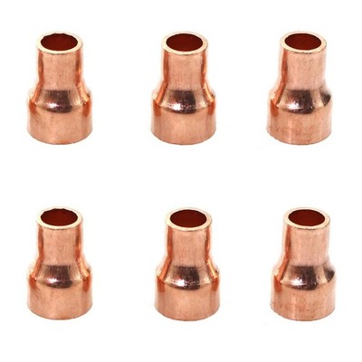 RLECS 6PCS Reducing Copper Coupling Fittings with 3/8 x 1/4 Inch,