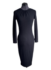 Zara Women’s Black Open Back Long Sleeve  Evening Bodycon Midi Dress M UK 10