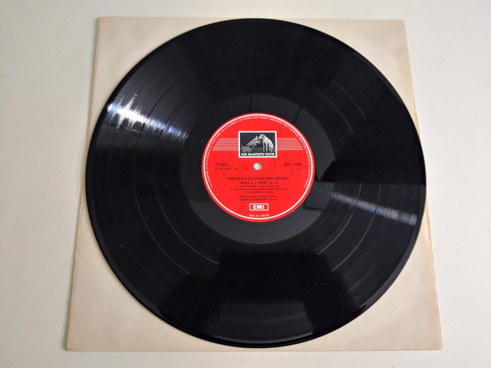 ASD 2436 BRAHMS - TWO CELLO PIANO SONATAS Jacqueline du Pre Barenboim UK LP EMI