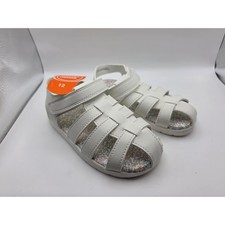 Wonder Nation Girls White Fisherman Sandals Floral Footbed Size 12 NEW