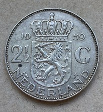 Sammlerst&uuml;ck 2&frac12; Gulden Niederlande 1959, K&ouml;nigin Juliana