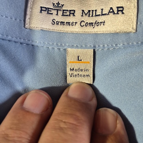 Camisa Polo Peter Millar Para Hombre Grande Azul Verano Comodidad Golf Elastizada Logo 20630 - Imagen 4 de 12