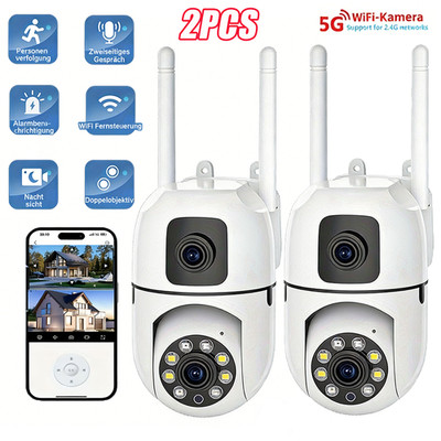 2PCS 360° FUNK WIFI WLAN NETZWERK CAMERA Outdoor AUßEN ÜBERWACHUNGSKAMERA 1080P