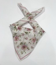 WOMEN HANDKERCHIEF RALPH LAUREN FLORAL Pink White COTTON POCKET SQUARE 20  