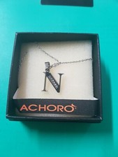 COLLANA IN ACCIAIO CON CIONDOLO IN ACCIAIO E SWAROWSKI CON INIZIALE,,,