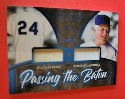 TOMMY LASORDA WALT ALSTON GAME USED JERSEY CARD #d3/35 2020 LEAF DODGERS MANAGER