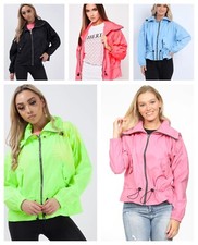 New Ladies High Neck Drawstring Waist Waterproof Outdoor Jacket Raincoat