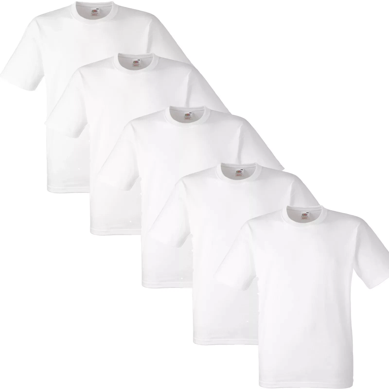 1 5 10 20 PACK MENS FRUIT OF THE LOOM WHITE COTTON T-SHIRT TSHIRT TEE S -5XL LOT