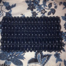 Vintage 1960s Beaded Blue Clutch Purse, Evening Bag, Made in Hong Kong