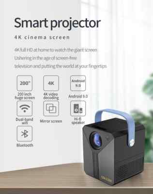 Q96 E300 4K Projektor Android 9.0 5G WiFi 120 ANSI 1080P Außenprojektor Auto
