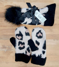 $45 BP. Faux Fur Leopard Print Hat & Gloves S...