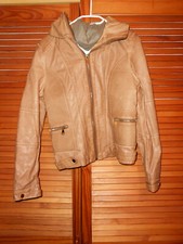 Lederimitat Jacke camel mit versteckter Kapuze im Kragen Gr 38