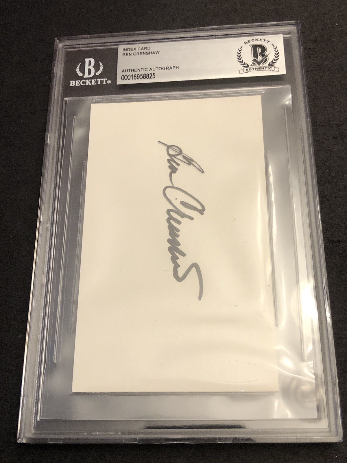 Ben Crenshaw Autographed Signed Beckett 3x5 Index Card Golf Masters Longhorns 