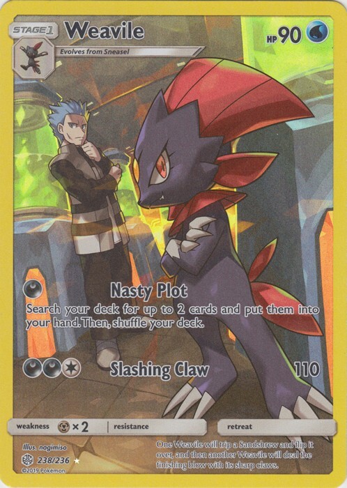 Weavile  238/236 Secret Rare SM - Cosmic Eclipse Pokemon TCG