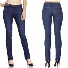 Nwt 148 Spanx Slim X Straight Leg Blue Wash Stretch Zip Denim Jeans Womens 26