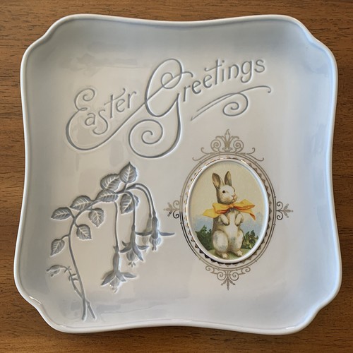 Grasslands Road “Easter Greetings” Square PlateBunny Rabbit eBay