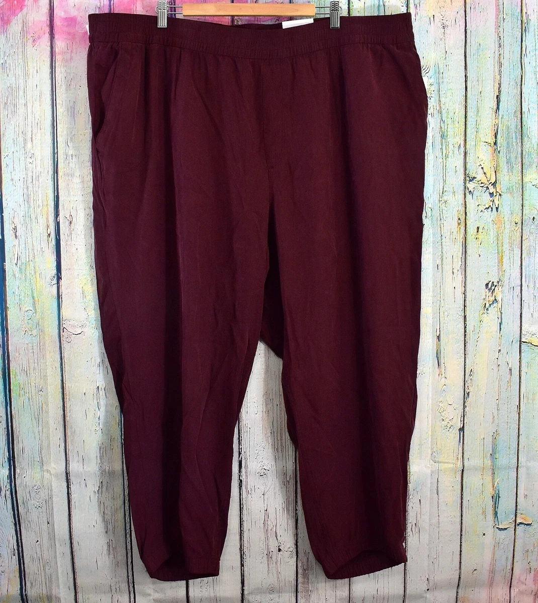 Women s Old Navy High Waisted Twill Jogger Pants Plus Size 4X Burgundy NWT