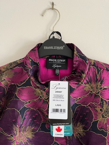 FRANK LYMAN Fuchsia/Purple Floral Jacket Bell Sleeves Mandarin Collar 249307 - Picture 4 of 8