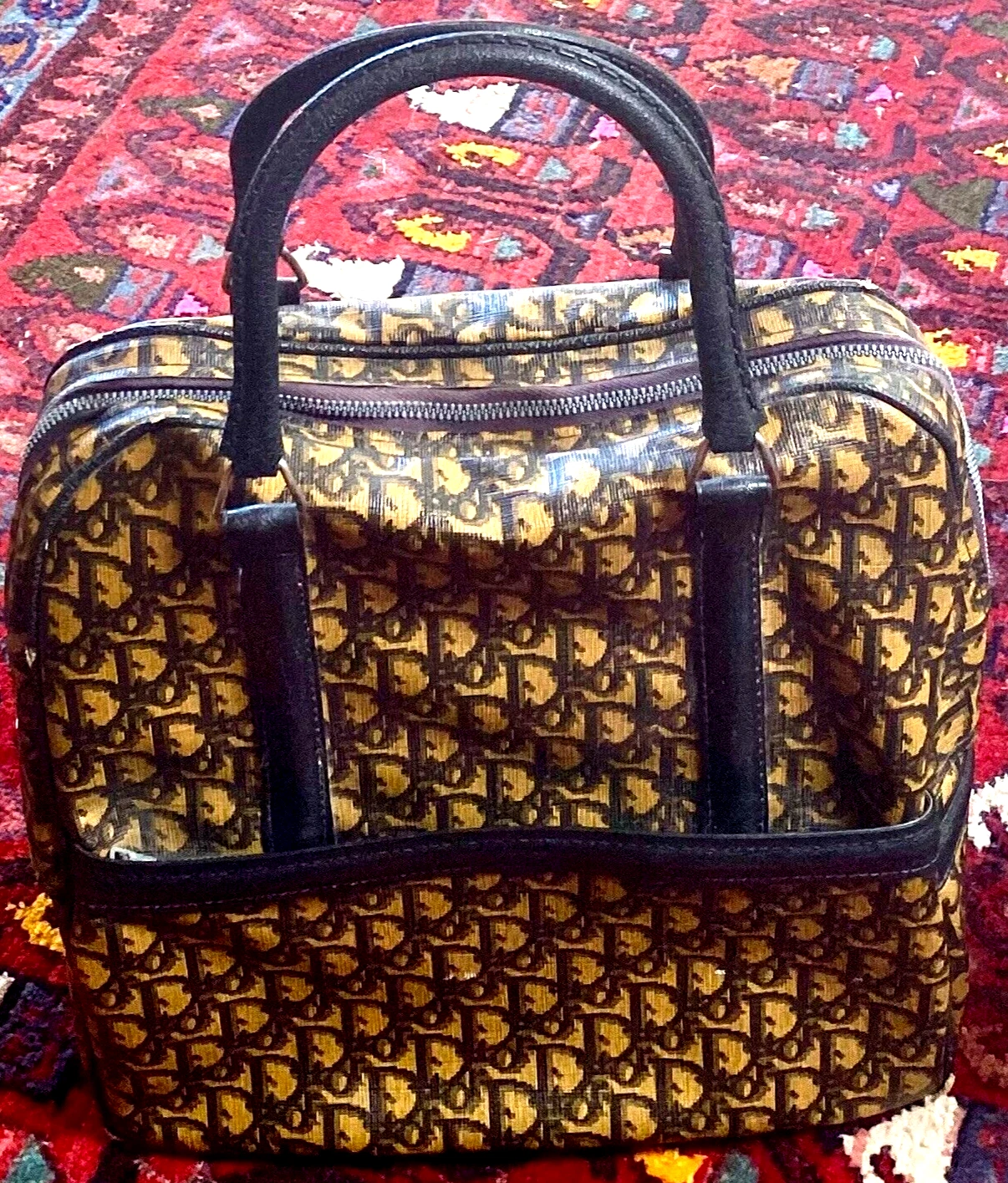 VINTAGE CHRISTIAN DIOR POIGNÉE SUPÉRIEURE FOURRE TOUT BOWLER / NUIT / WEEK END / SAC DE VOYAGE