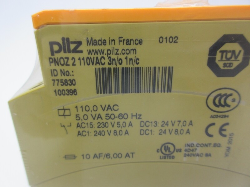 PILZ PNOZ2110VAC3N/O1N/C 775830 110VAC NSMP