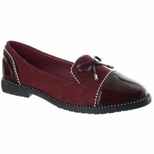 Ladies Womens Low Flat Slip On Bow Pumps Loafers Ballerina Comfy Work Shoes Size