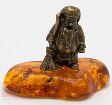 Solid Brass Amber Figurine warding charm Household Spirit Diety domovoy IronWork