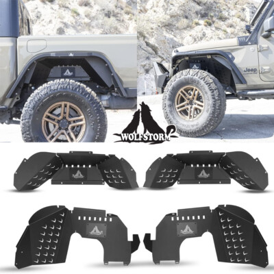 Front+Rear Inner Fender Liners Black For 2019-2025 Jeep Gladiator JT Kit Steel