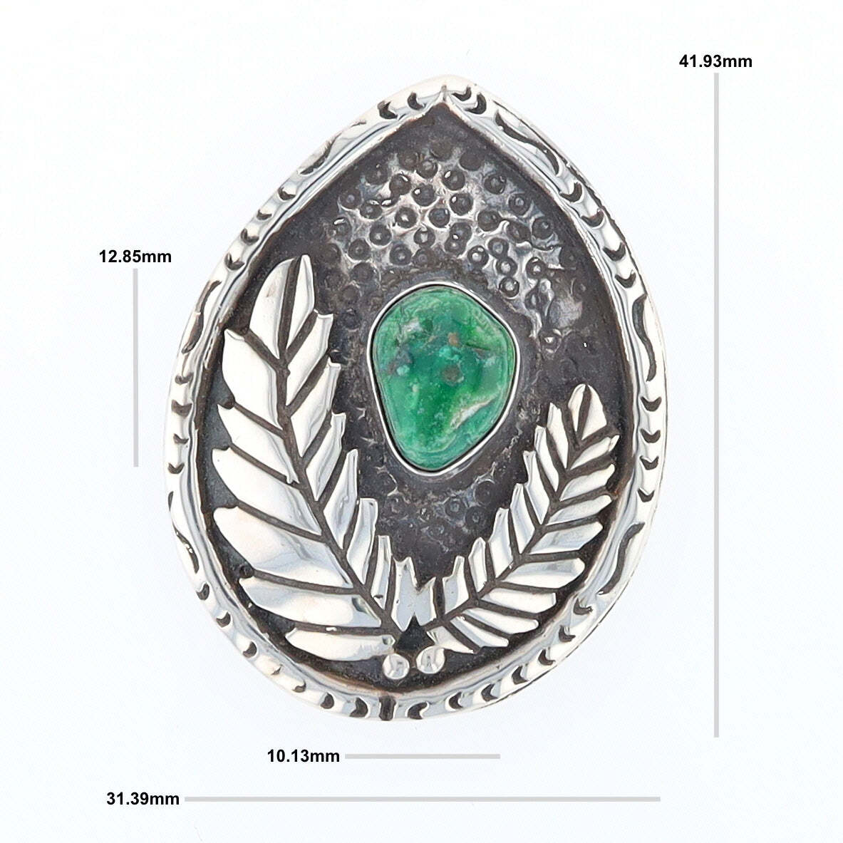 Native American Turquoise Double Leaf Silver Pend… - image 6