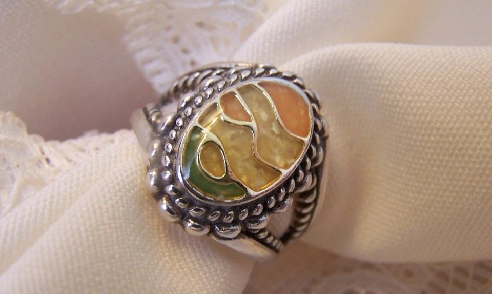 Carolyn Pollack Amarillo y Verde Plata de Ley 925 Talla 6 ¡Precioso Anillo!  Foto 2 de 4