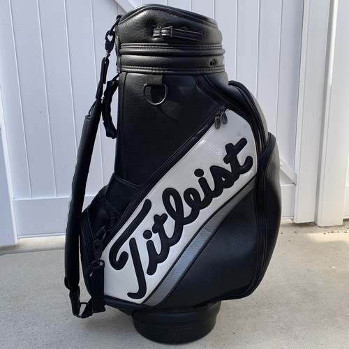 Vintage Titleist Staff Golf Bag Classic Black White Leather 6 Way Divider - Picture 5 of 9