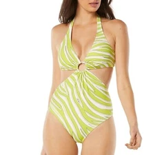 MICHAEL Michael Kors Womens Green Cut-Out Printed One-Piece Swimsui, swimwear 10