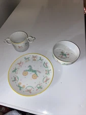 3 pc Child Dish Set Plate Bowl Cup Lynn Hollyn Toyland Toscany Japan