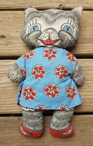Domestic Delivery Vintage Cloth Stuffed Animal Cat Kitten Dress Doll Old Farmhouse Folk Art 12 Official Site Sale Asbm Com Br