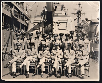 US Navy Officers Photo 4 June 1952 Japan USS Dixie & DD Arnold J Isbell W/Names