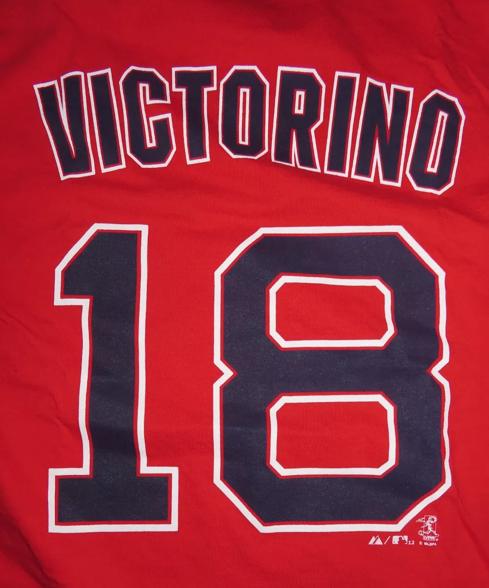 Majestic SHANE VICTORINO No. 18 BOSTON RED SOX (MED) T-Shirt Jersey RED