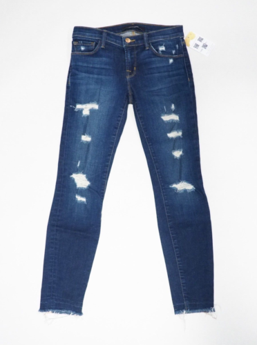 J Brand Blue Dark Wash Distressed Denim Cropped Jeans, Size 26