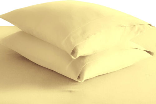 400 Thread Count Cotton Standard Pillowcases Cream Yellow 100% Long Staple