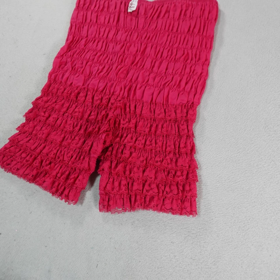 Vintage Malco Modes Bloomer Shorts Womens Medium Red Lacy Ruched Square Dance - Image 2 of 4