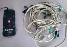 Zonet KVM3004 Cables 4-port KVM Switch Adapter Switchbox Blue Connect Together