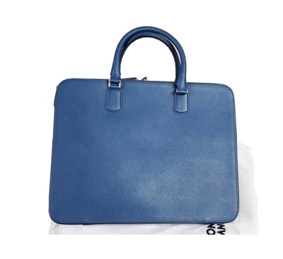 MONTBLANC MEISTERSTUCK SELECTION BLUE PETROL BAG BRIEFCASE LEATHER