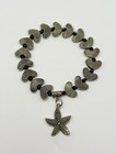 Silver Tone Heart Link Bracelet With Starfish Charm Stretch Bracelet