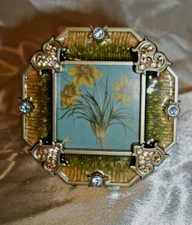 Jay Strongwater Enameled Bronze Mini Picture Frame With Swarovski Crystal Hearts