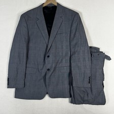 Jos A Bank Mens 44R Blue Gray Windowpane 100 Wool Sport Coat Blazer 39x29 Pants