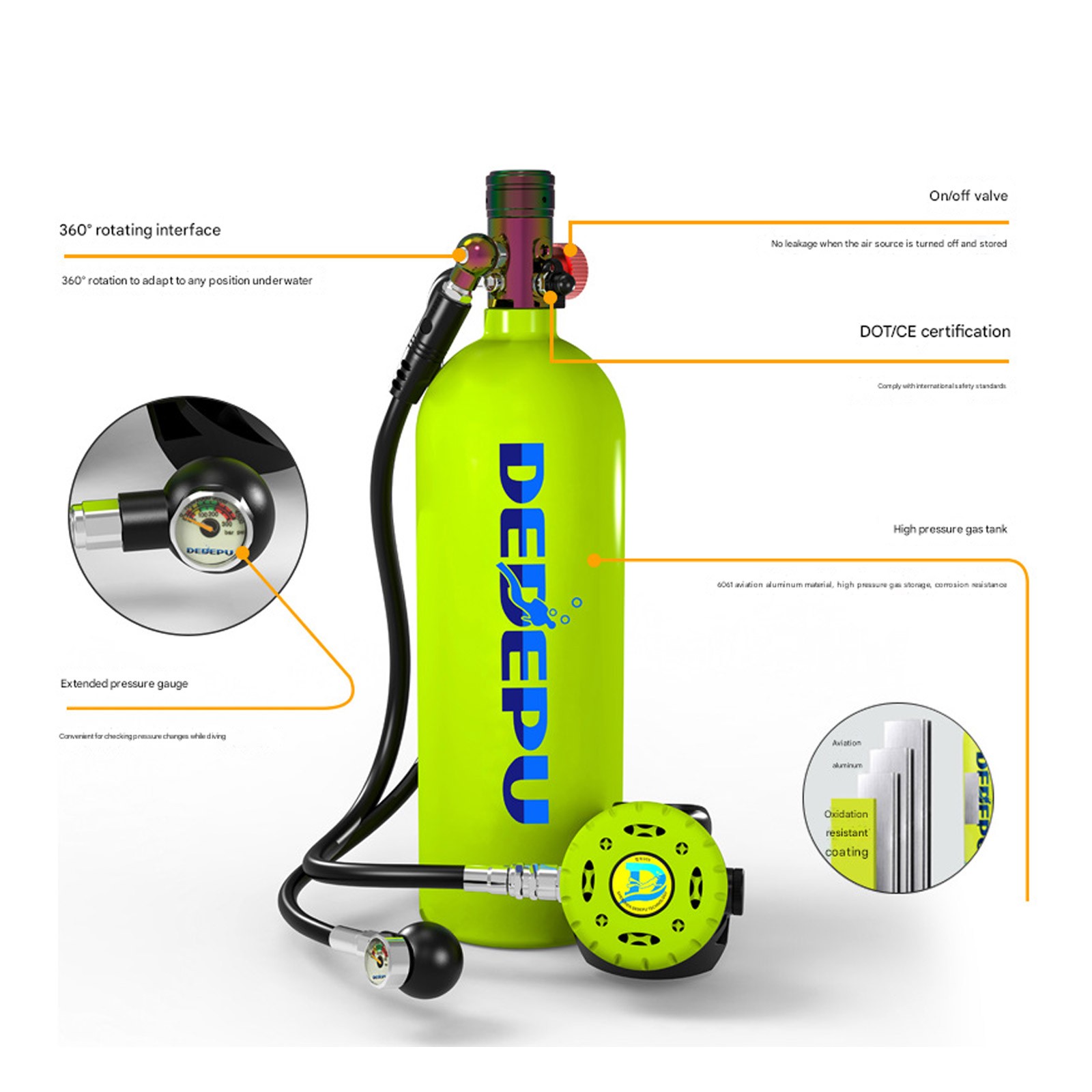 Mini Scuba Diving Tank Portable Oxygen Tank for Diving and Snorkeling