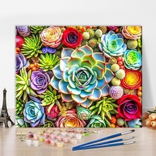 TISHIRON Close-Up Succulents Paint by Numbers Kit for Adults,Elegance and Unique