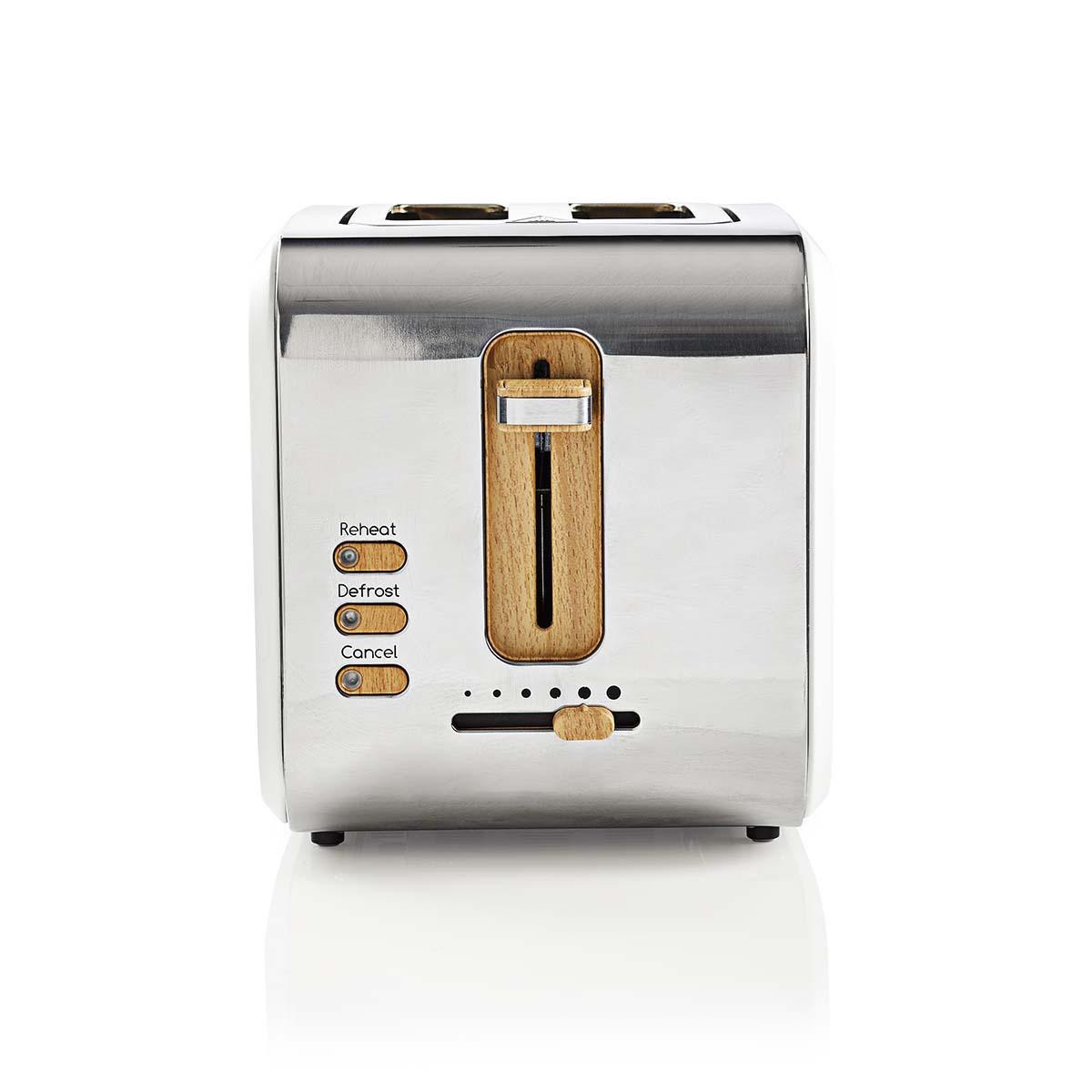 Grille-pain Nedis blanc 900W compact avec thermostat réglable 6 positions